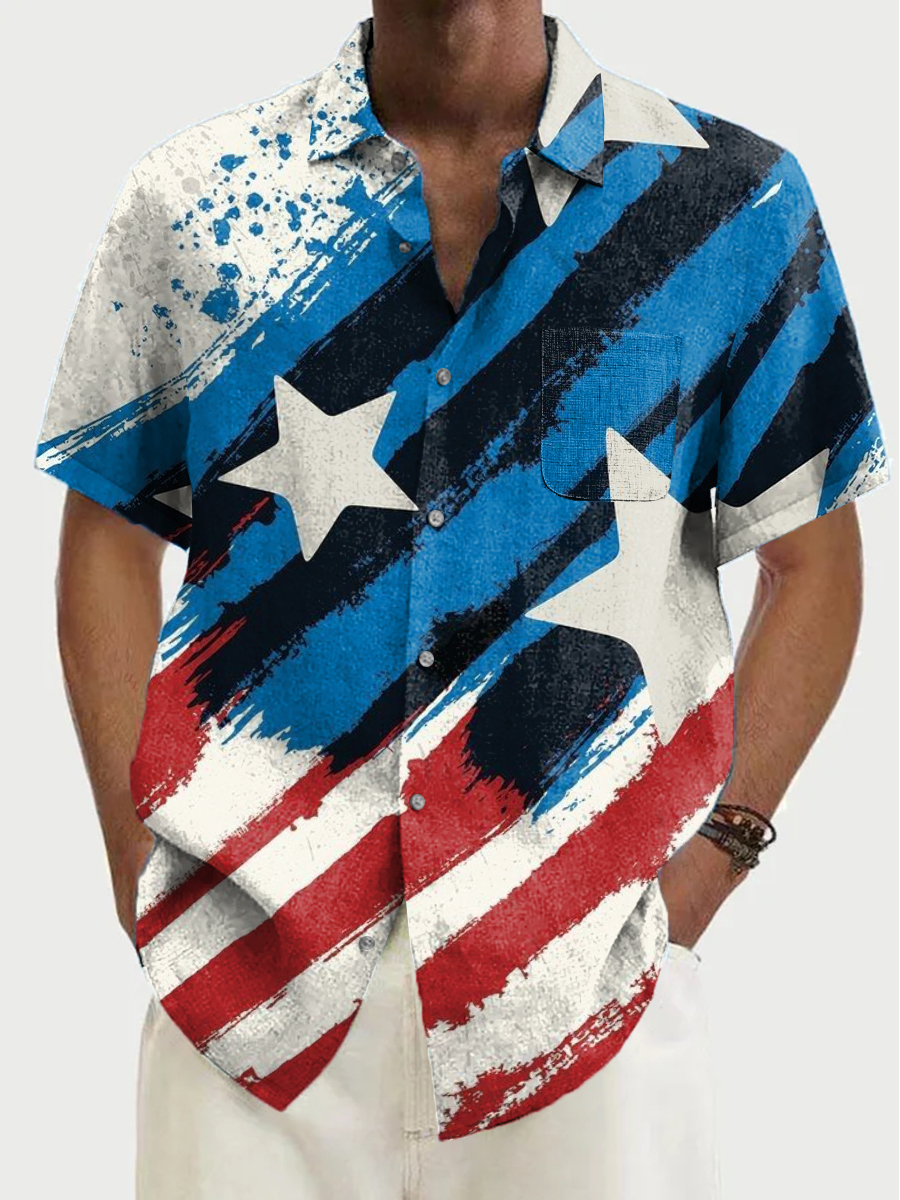 Men's Hawaiian Shirt Retro Flag Plus Size Shirts