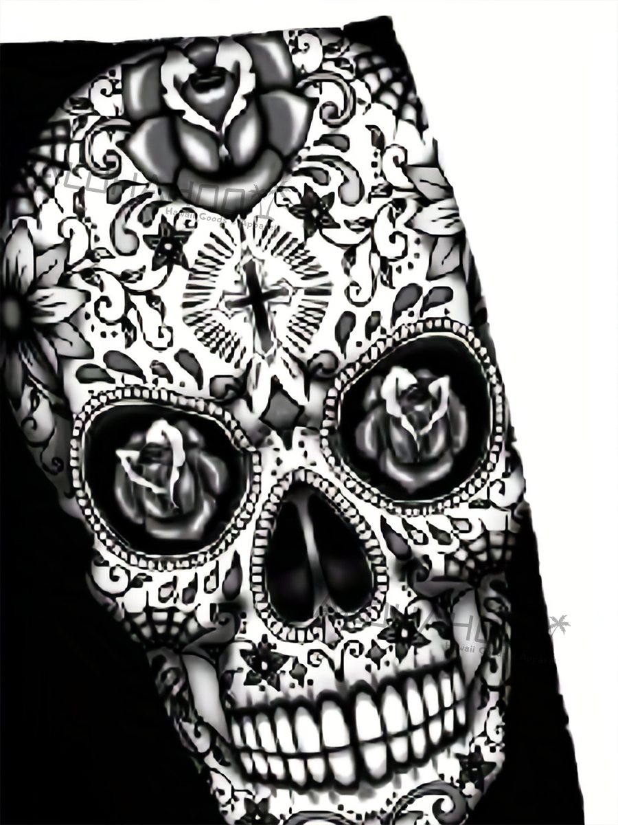 Men's Hawaiian Skull Art Pattern Beach Shorts