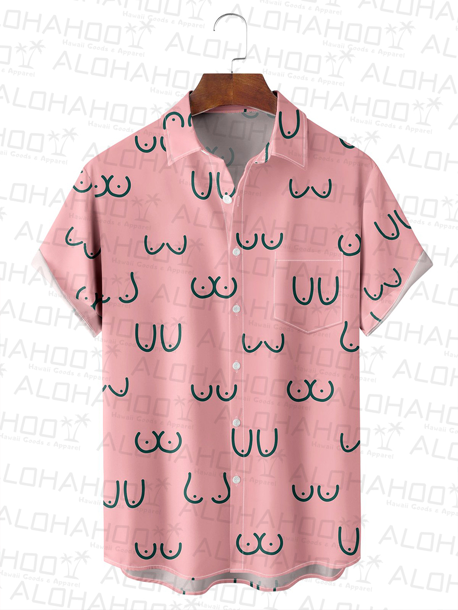 Abstract Geometric Chest Pocket Casual Shirt