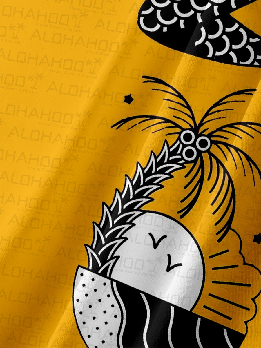 Retro Mermaid Tattoo Chest Pocket Hawaiian Shirt