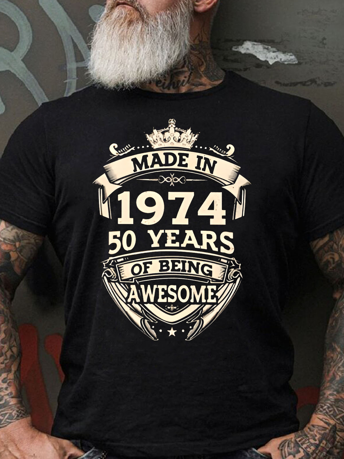 Men's Made In 1974 50 Years Awesome Print T-Shirt
