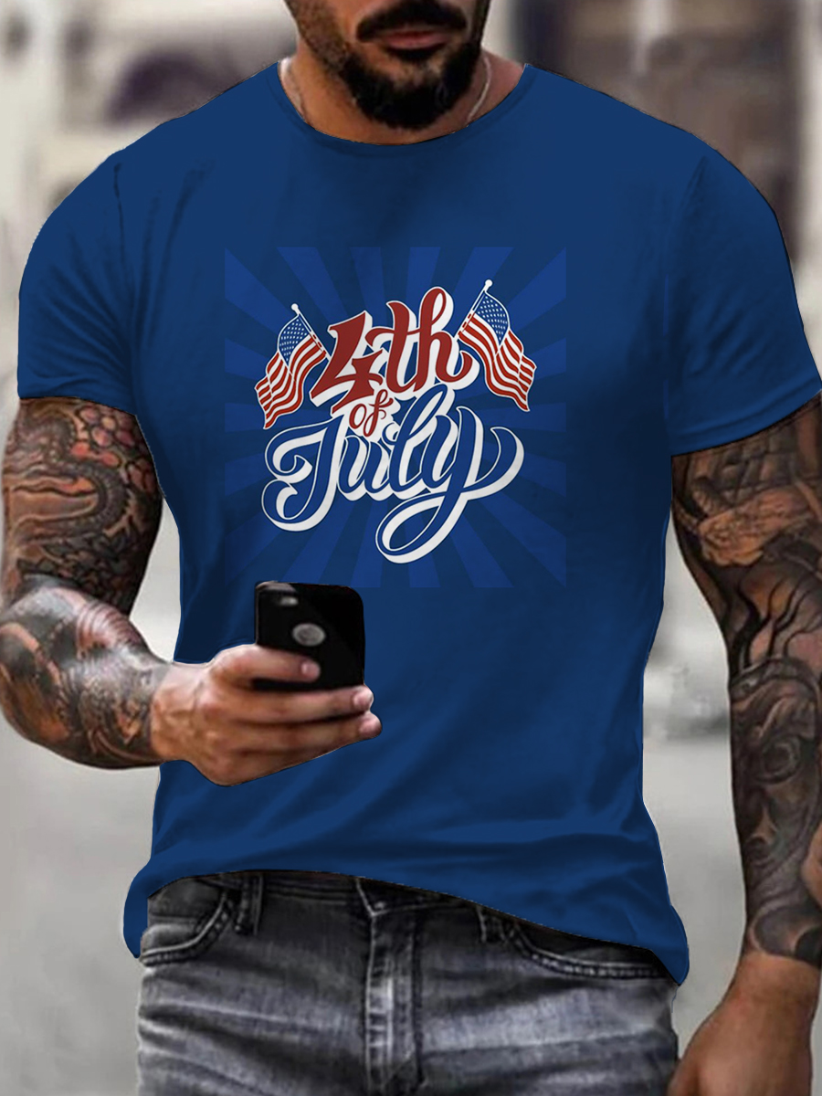 Men's Happy 4th Of July Print Casual T-Shirt
