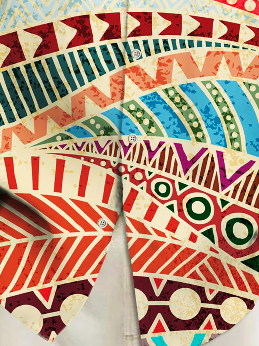 Men's Shirt Art Retro Wavy Print Vacation Oversized Short Sleeve Shirt