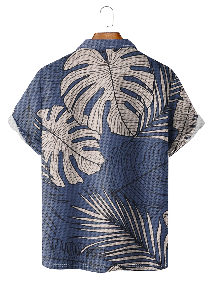 Men's Polo Shirt Tropic Plant Leaves Print Short Sleeve Golf Shirt