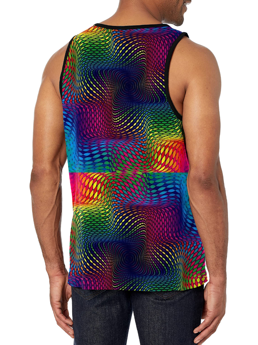 Men's Tank Top Retro Geometry Print Crew Neck Tank T-Shirt
