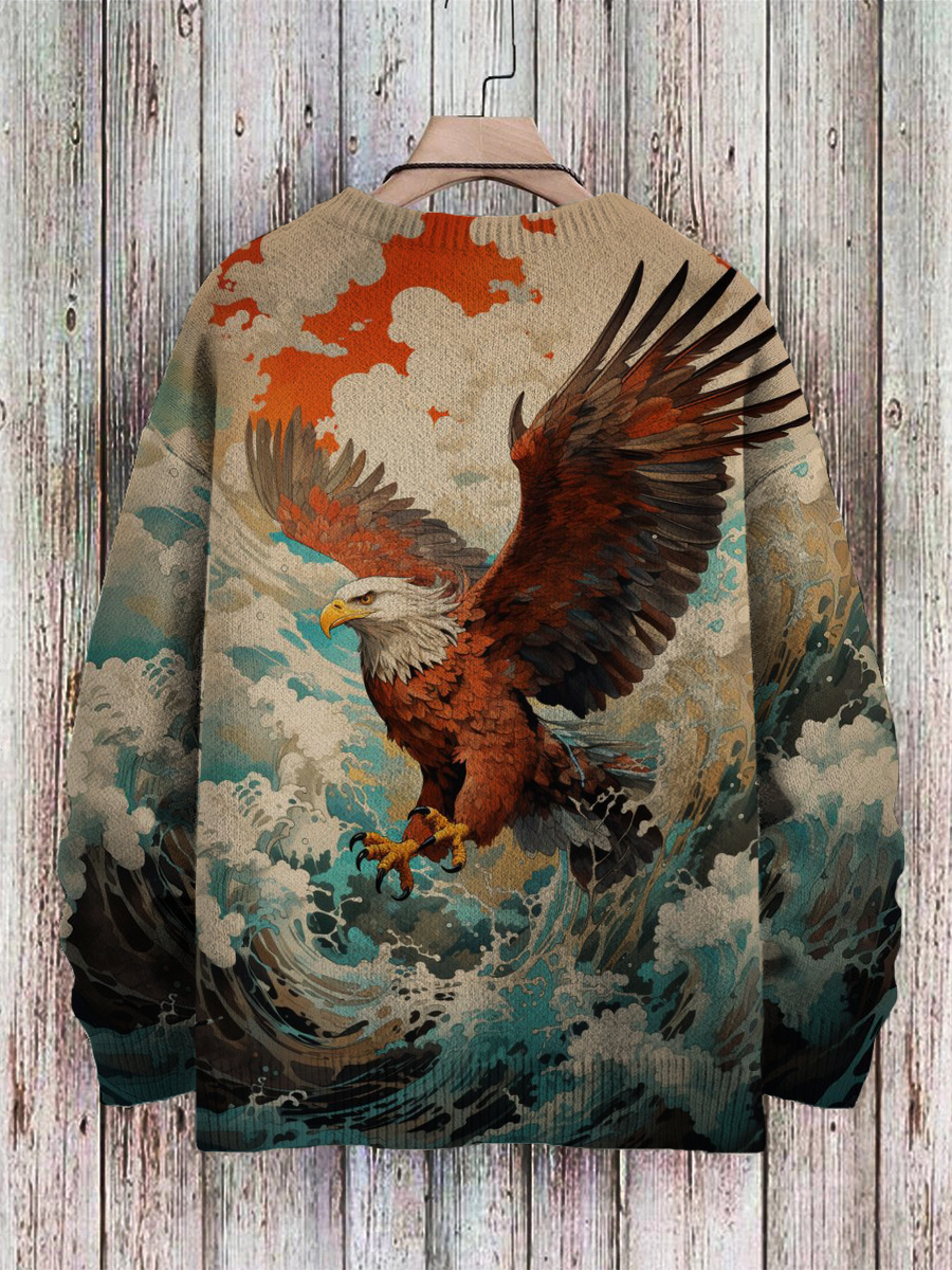 Men's Sweater Eagle Pattern Pullover Print Casual Sweater