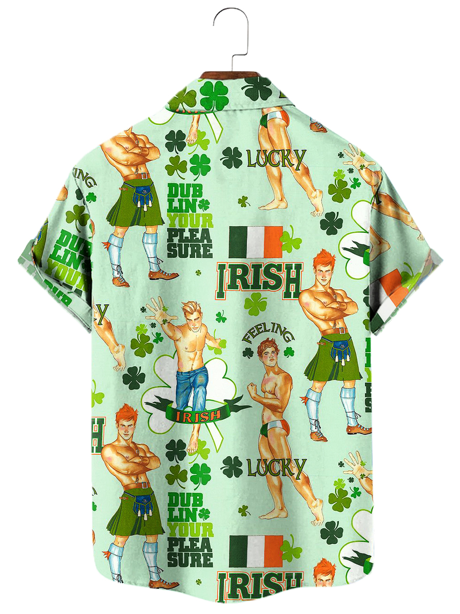 Holiday Retro St. Patrick's Pattern Hawaiian Shirt