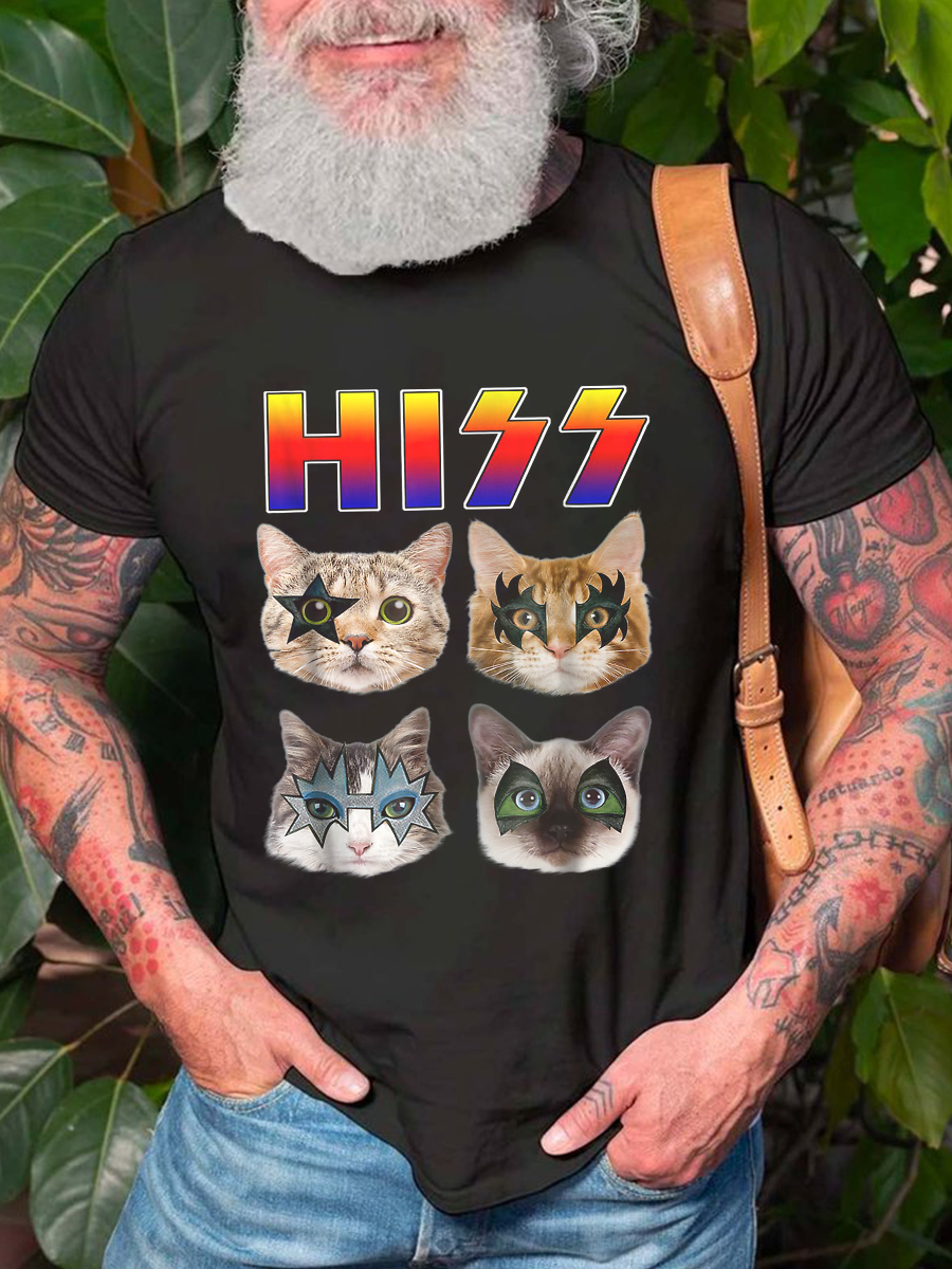 Casual Hiss Cats Print T-shirt