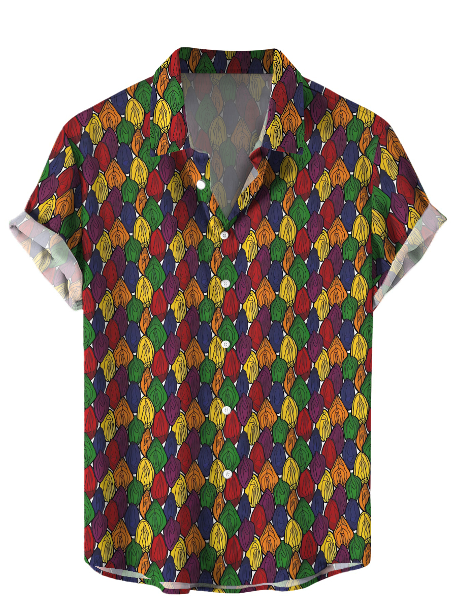 Men's Hawaiian Shirts Funny And  Sexy Rainbow Art Print Aloha Shirts
