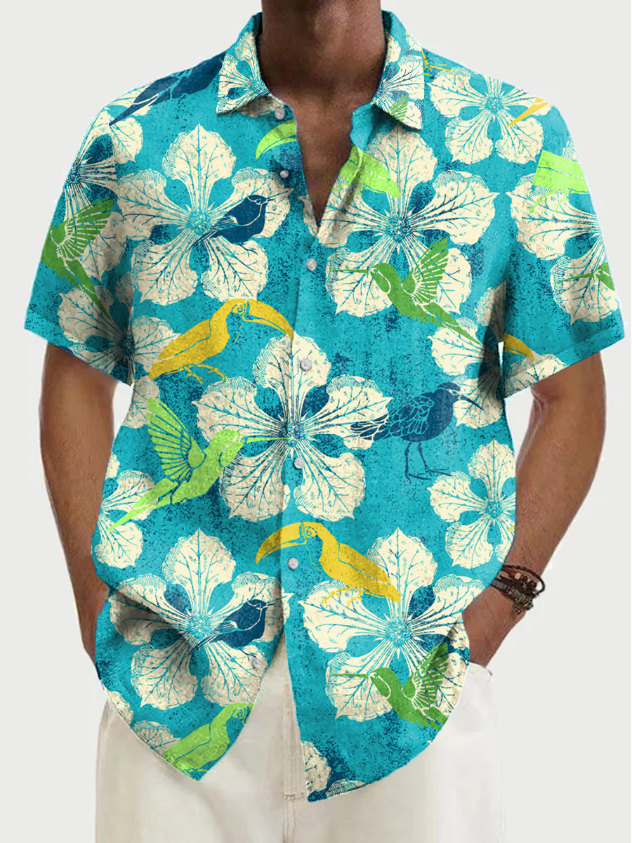 Men's Hawaiian Hibiscus Pattern Aloha Shirts