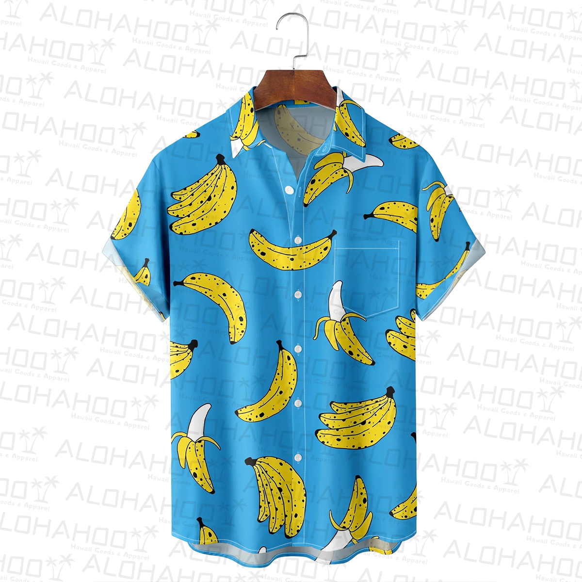 Fruit Banana Chest Pocket Hawaiian Shirt