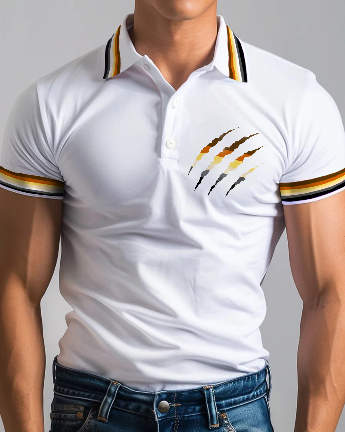 Men's Pride Bear Paw Scratches Gradient Polo Shirt