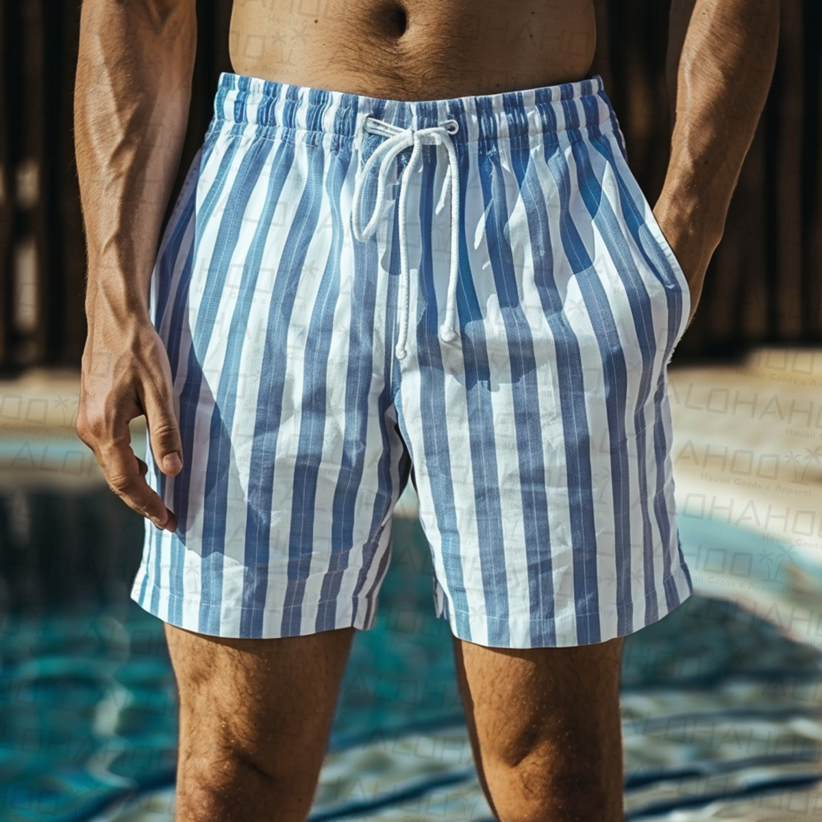 Men's Hawaiian Shorts Stripes Vacation Beach Shorts