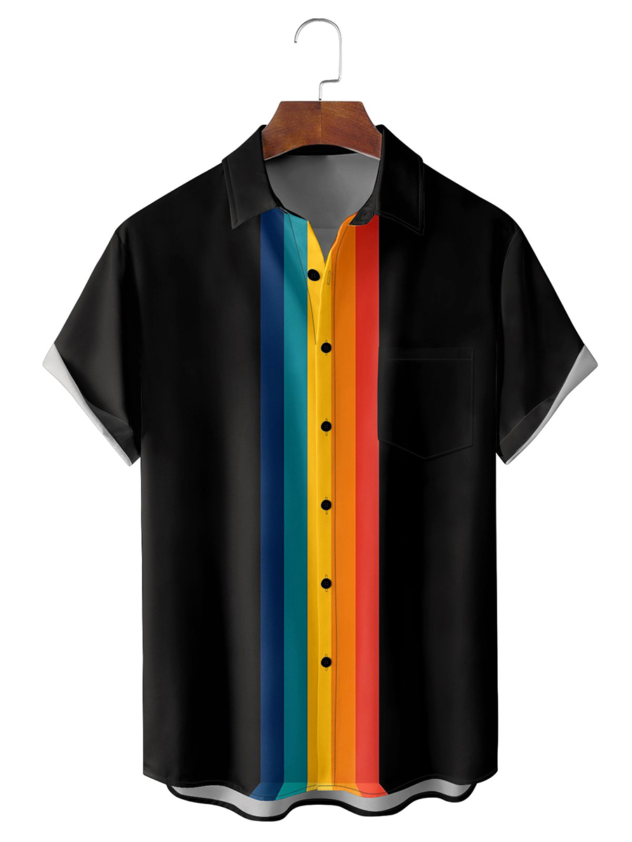 Moisture-wicking Rainbow Pride Bowling Shirt