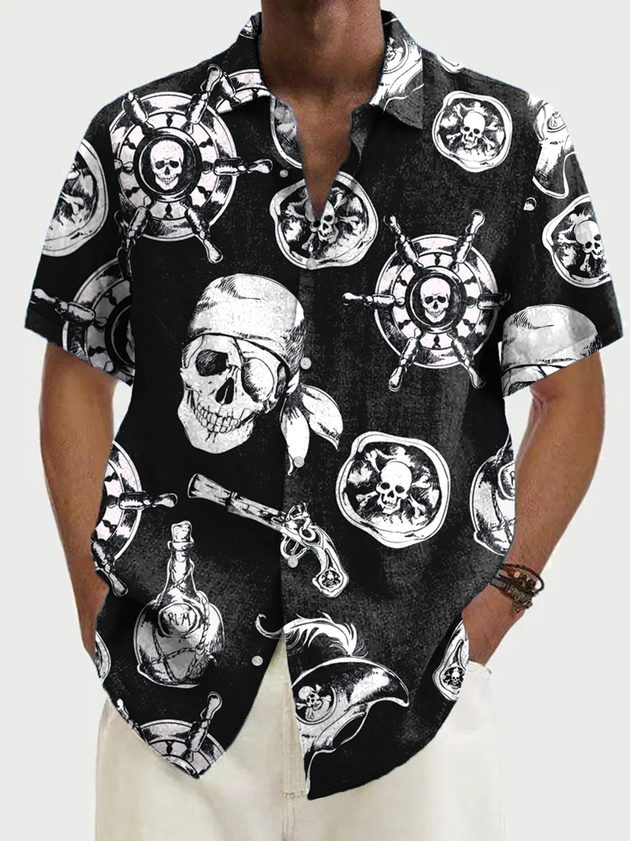 Men's Hawaiian Pirate Pattern Aloha Shirts