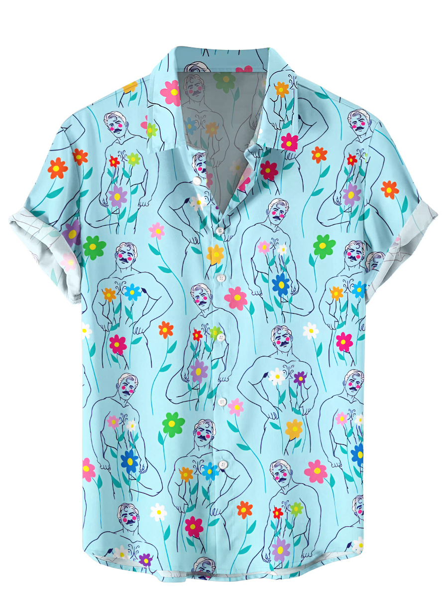 Men's Fun Sexy Flowers Valentine Print Hawaiian Shirt