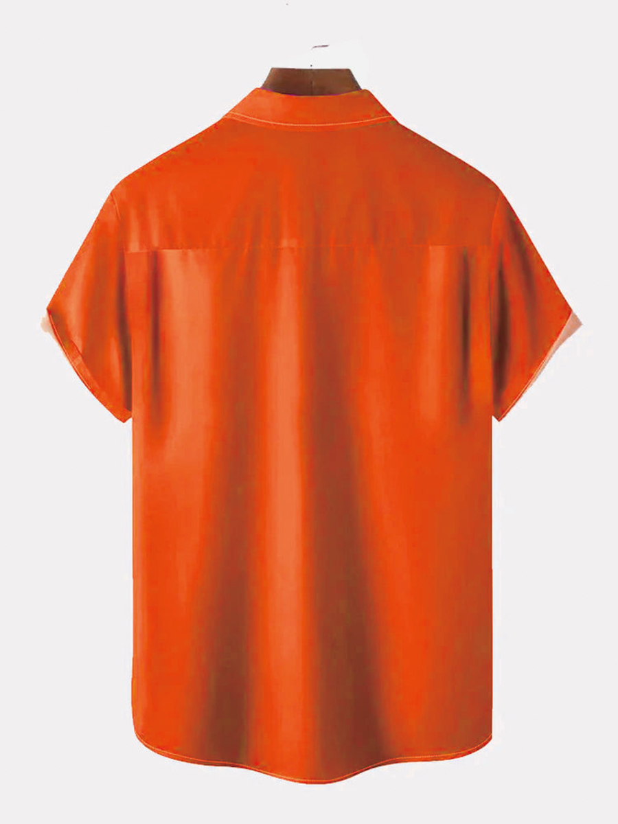 Flamingo Print Summer Bowling Style Hawaiian Short Sleeve Shirt