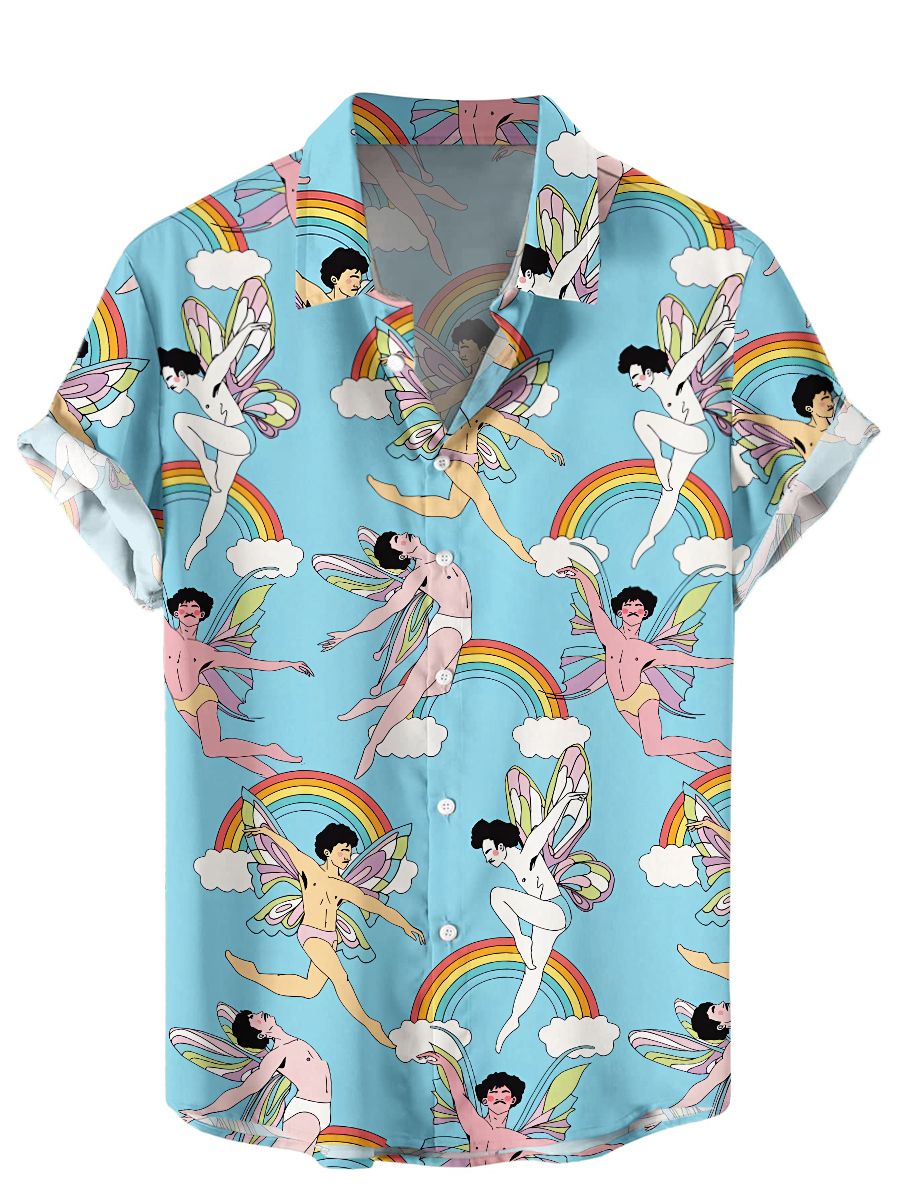 Men's Fun And Sexy Rainbow Art Print Hawaiian Shirt