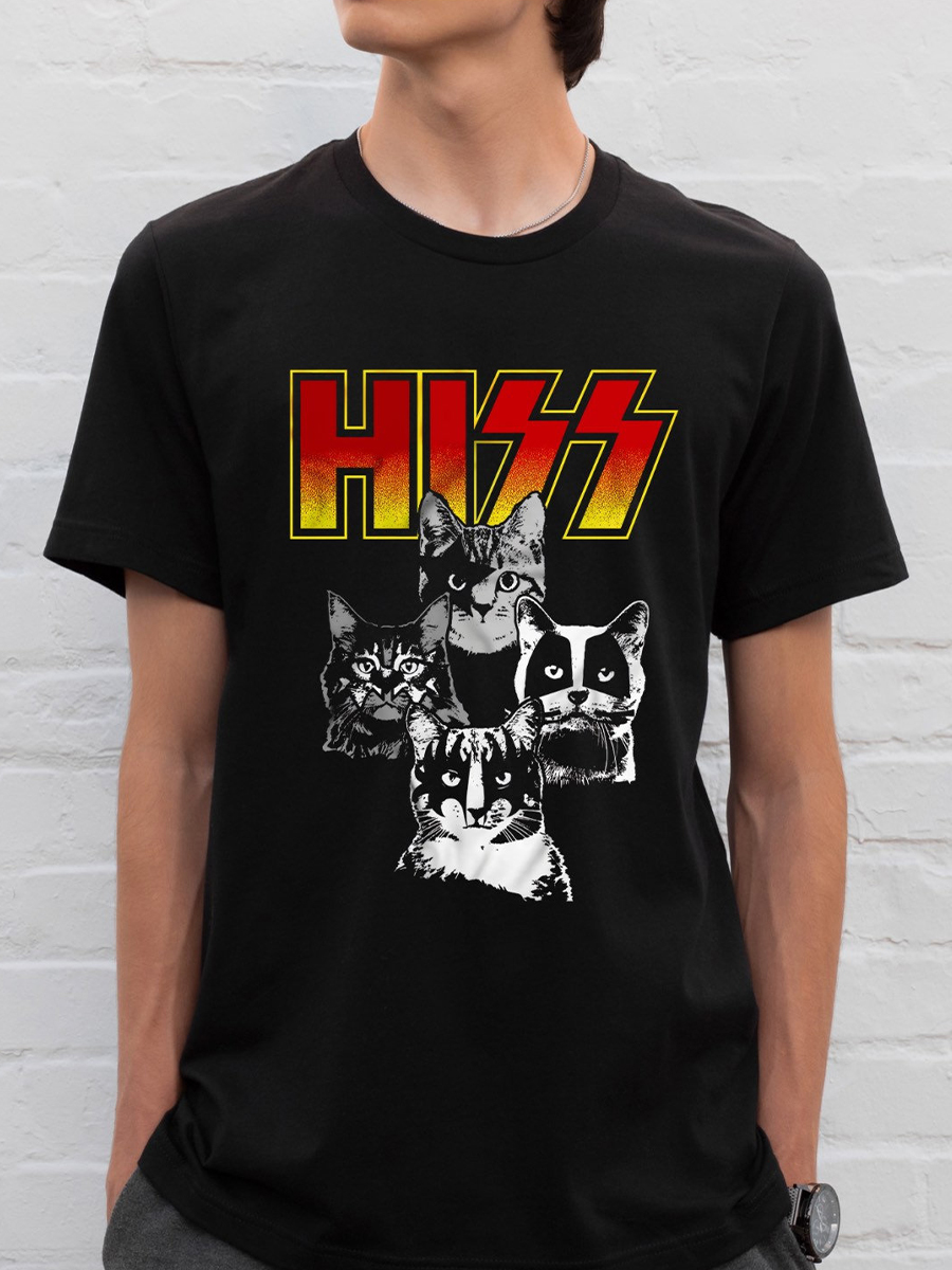 Casual Hiss Cats Print T-shirt