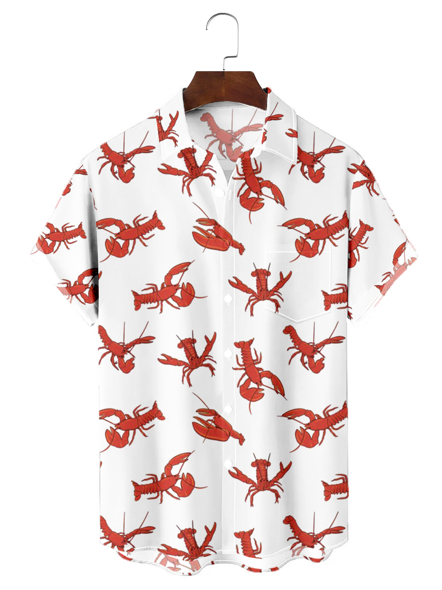 Men's Hawaiian Shirts Crayfish Print Aloha Shirts