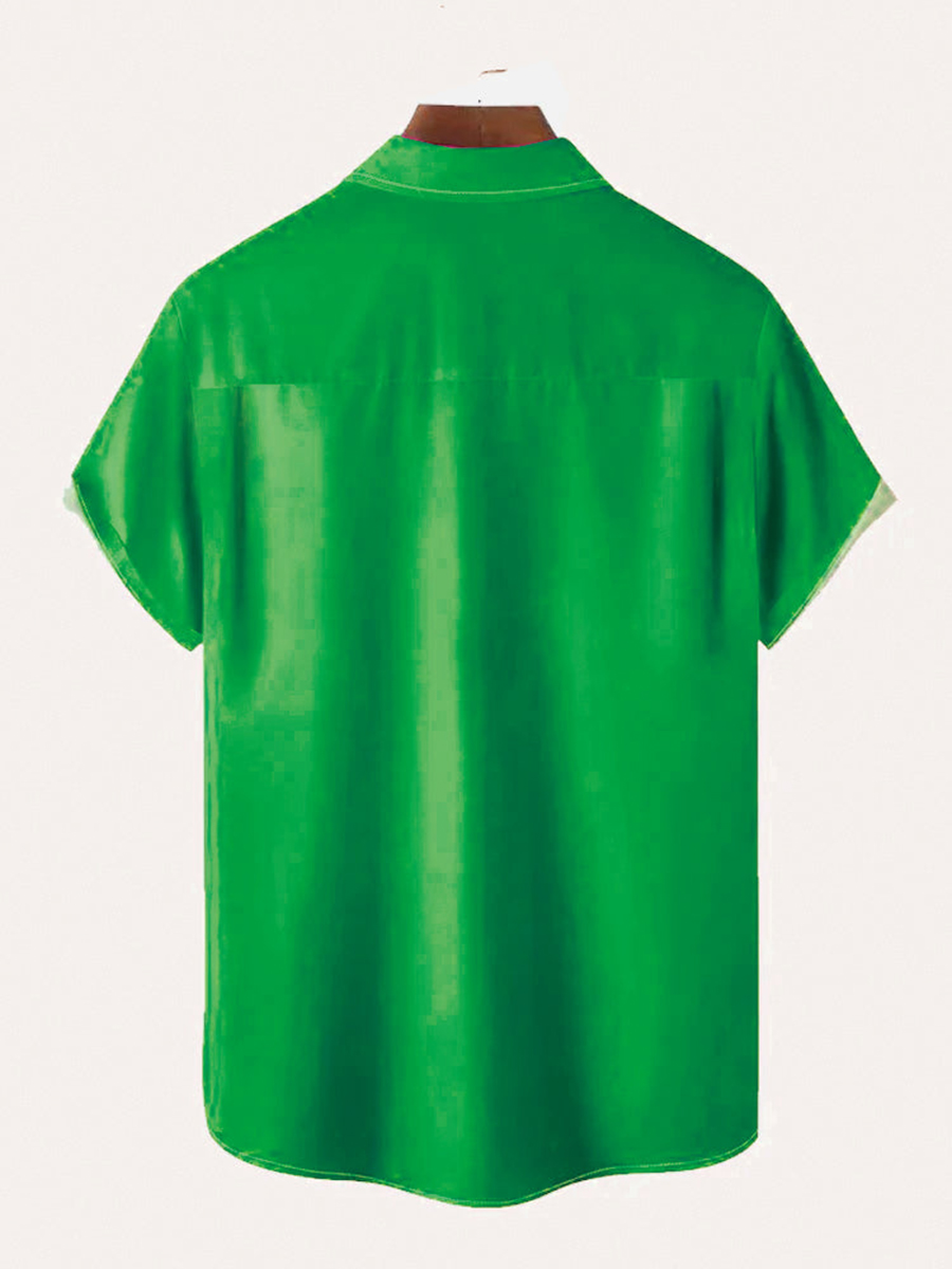 Flamingo Print Summer Bowling Style Hawaiian Short Sleeve Shirt