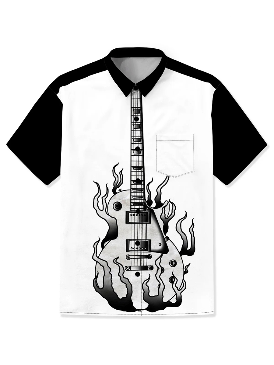 Rock Music Guitar Flame Shirt