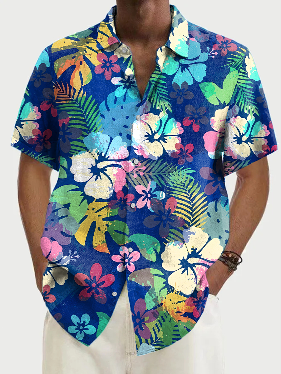 Men's Hawaiian Hibiscus Pattern Aloha Shirts