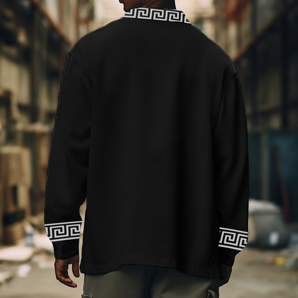 Men's Casual Jacket Lion Pattern Long Sleeve Pockets Shirt Jacket