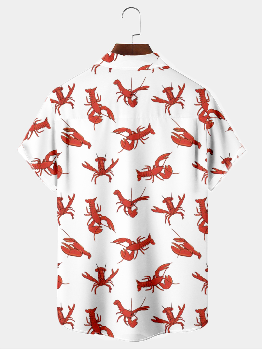 Men's Hawaiian Shirts Crayfish Print Aloha Shirts