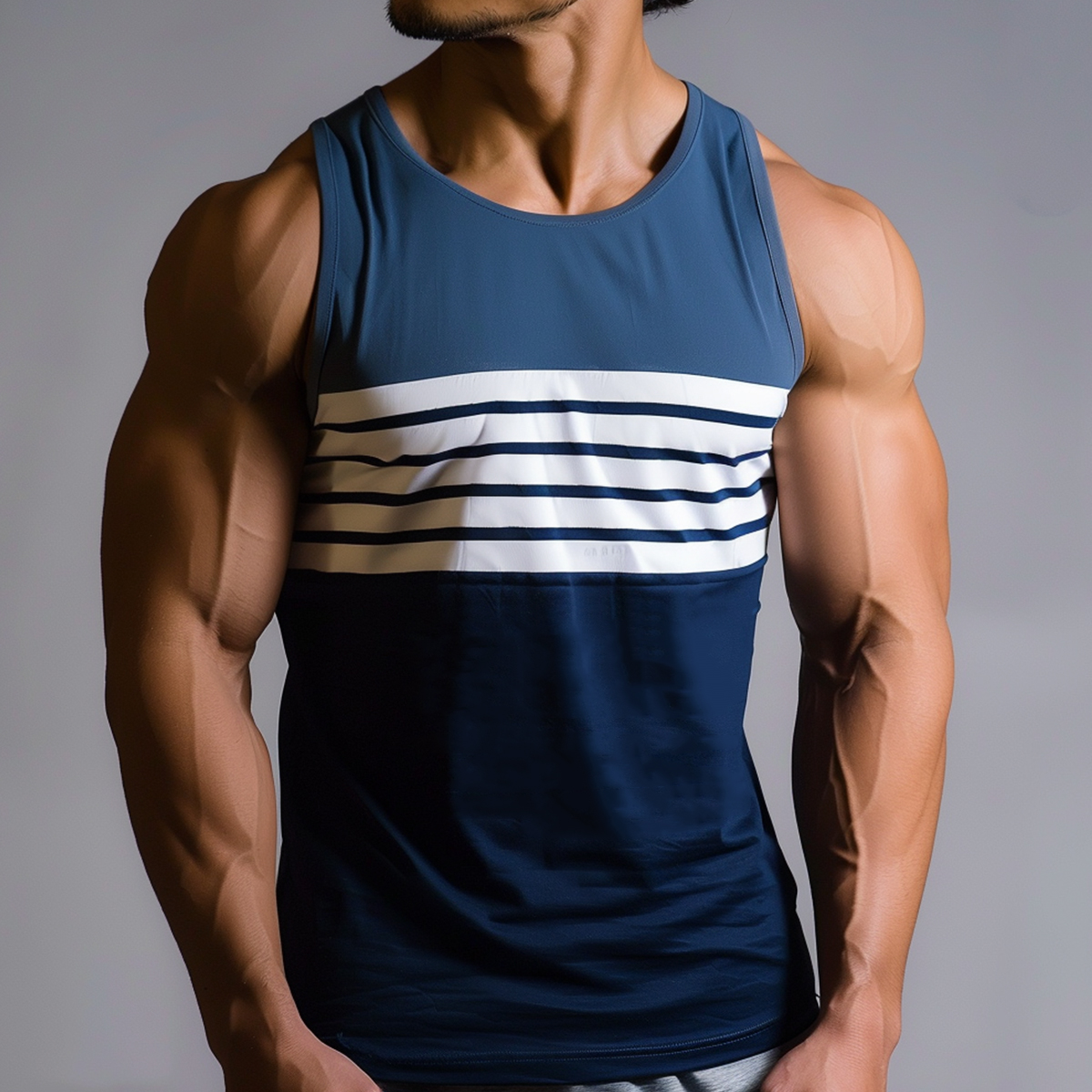 Men's Basics Stripes Colorblock Crew Neck Tank Top Muscle Tee
