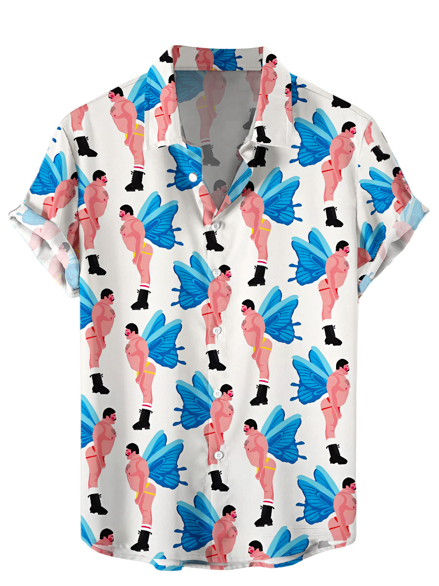 Men's Fun And Sexy Butterfly Print Hawaiian Shirt