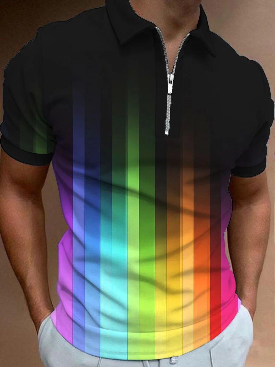 Men's Rainbow Gradient Art Print Polo Shirt