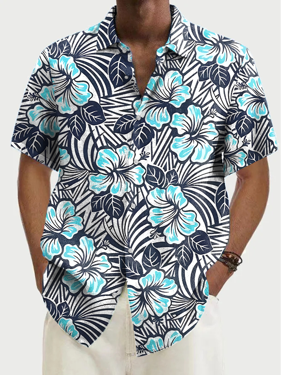 Men's Hawaiian Hibiscus Pattern Aloha Shirts