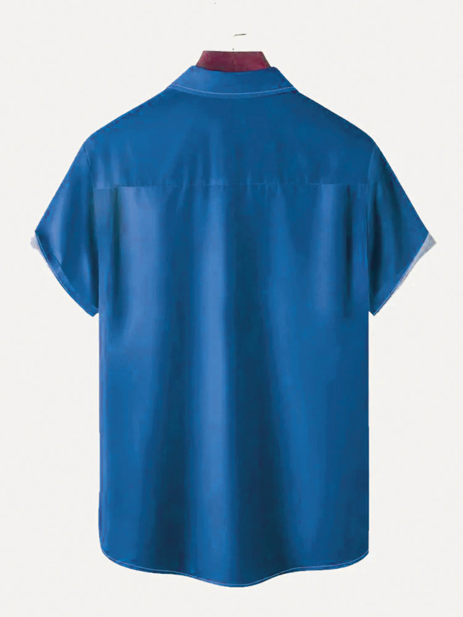 Flamingo Print Summer Bowling Style Hawaiian Short Sleeve Shirt