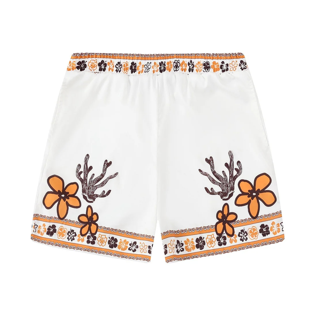 Tiki Party Holiday Hibiscus Pattern Shirt Shorts Walking Sets