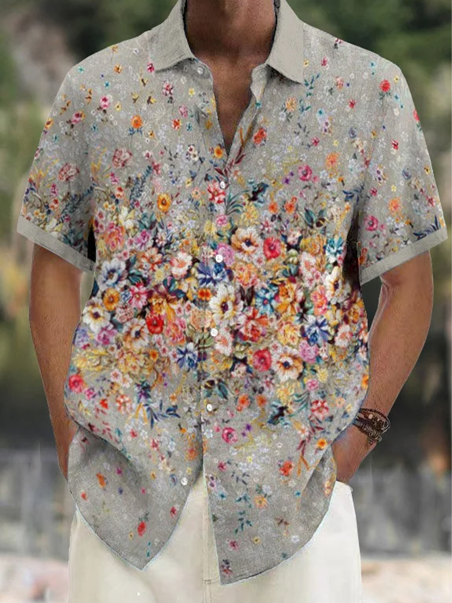 Men's Shirt Floral Print Vacation Oversized Short Sleeve Shirt