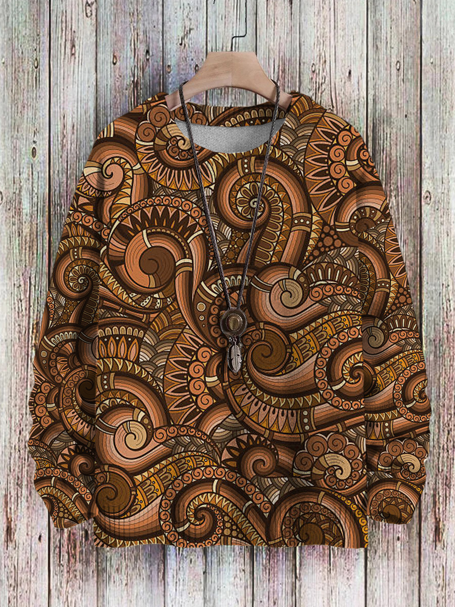 Men's Sweater Impressionist Pattern Print Casual Knit Sweatshirt Sweater