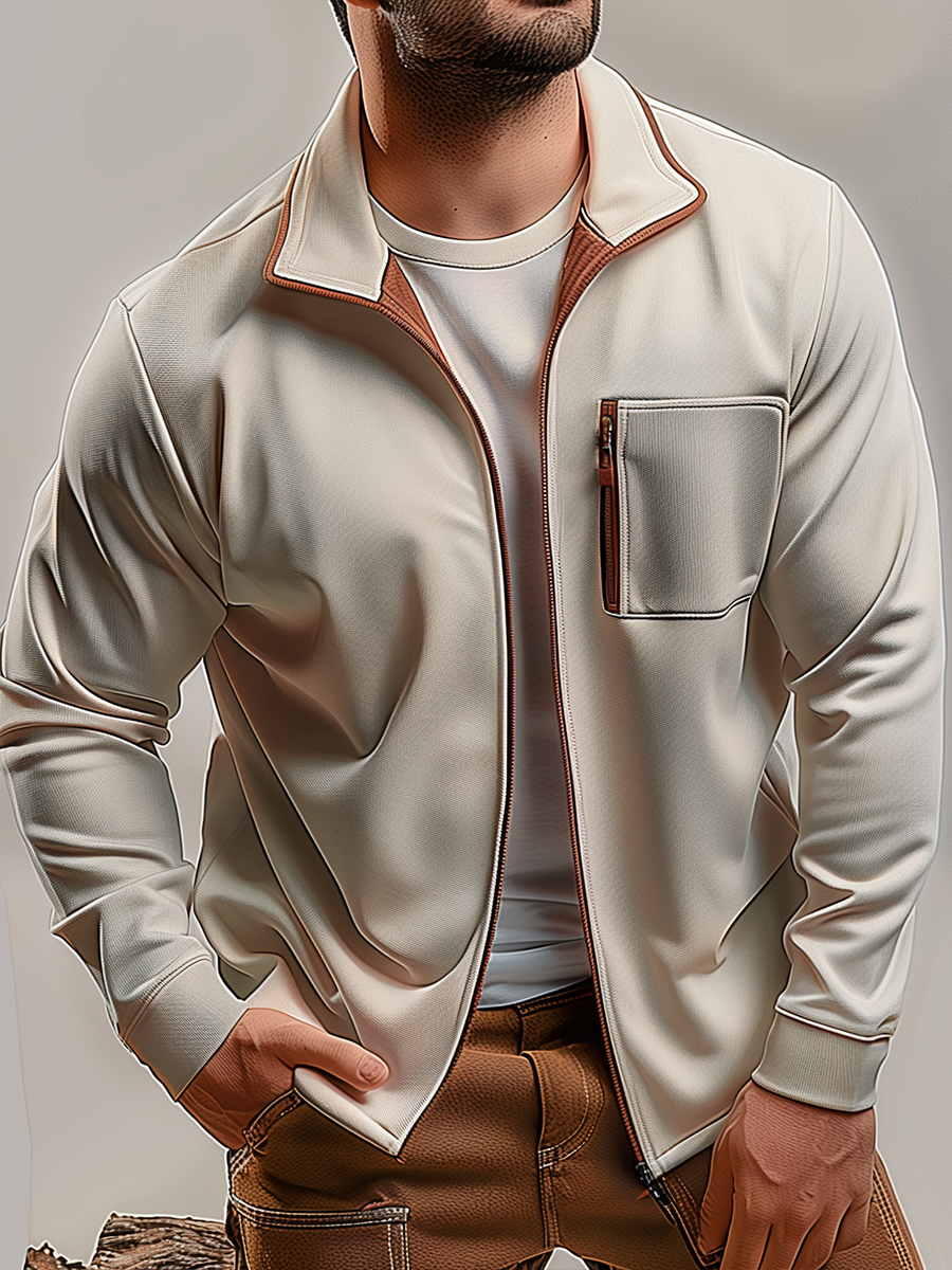 Men's Casual Jacket Solid Long Sleeve Velvet Shirt Jacket