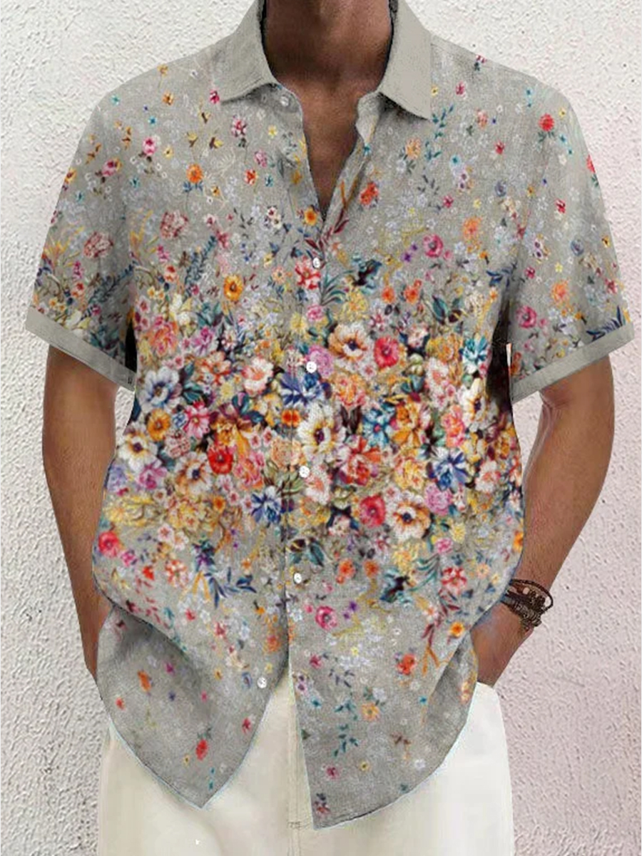 Men's Shirt Floral Print Vacation Oversized Short Sleeve Shirt