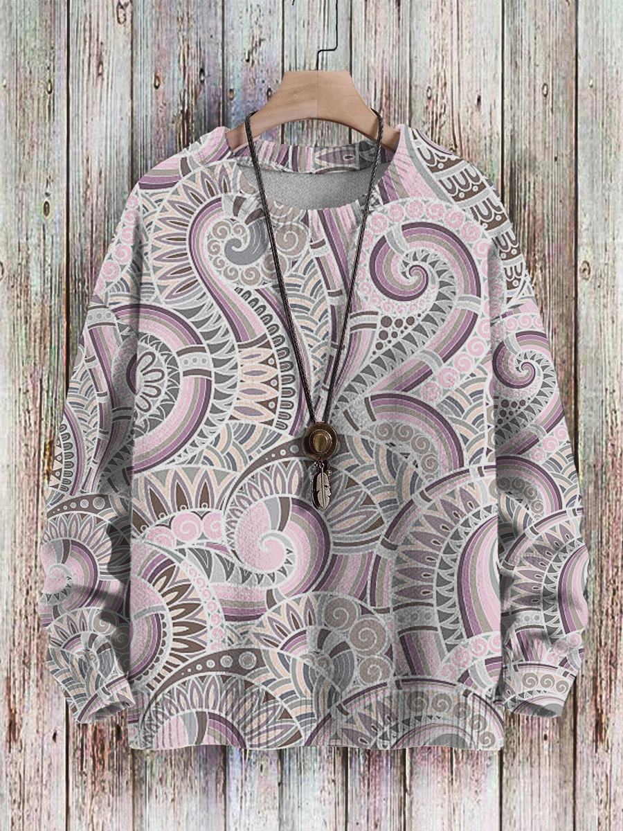 Men's Sweater Impressionist Pattern Print Casual Knit Sweatshirt Sweater