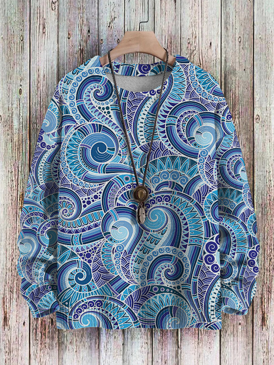 Men's Sweater Impressionist Pattern Print Casual Knit Sweatshirt Sweater