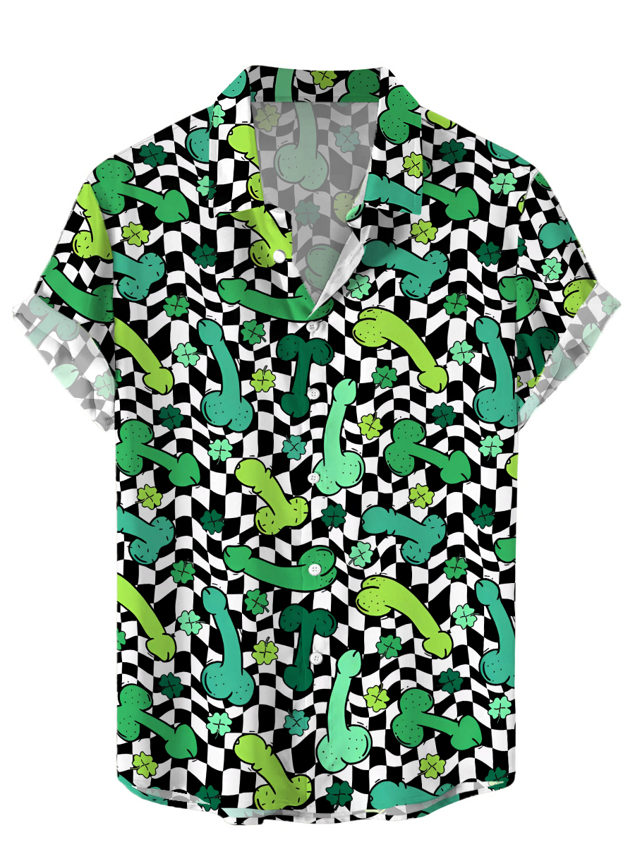 Hawaiian St. Patrick's Day Fun Sexy Art Pattern Short Sleeve Shirt