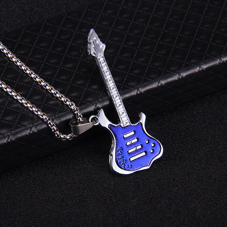 Rock Personality Hip Hop Guitar Pendant Necklace