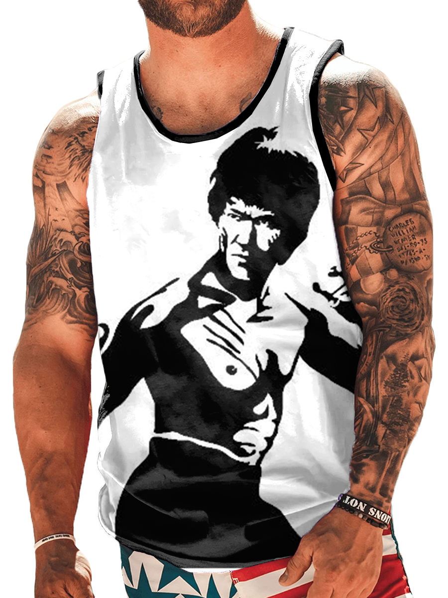 Men's Tank Top Nostalgic Art Print Crew Neck Tank T-Shirt