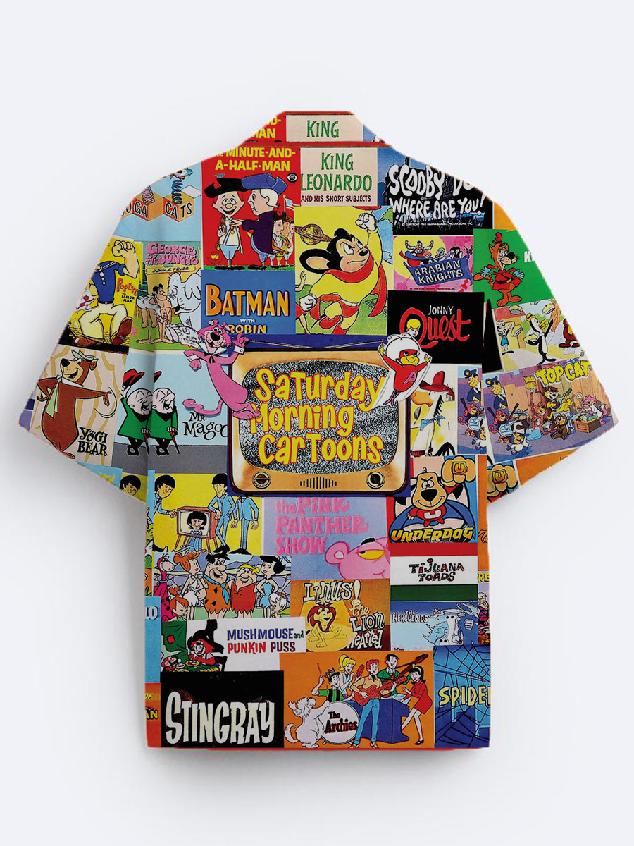 Men's Vintage Saturday Morning Cartoons Pattern Shirt