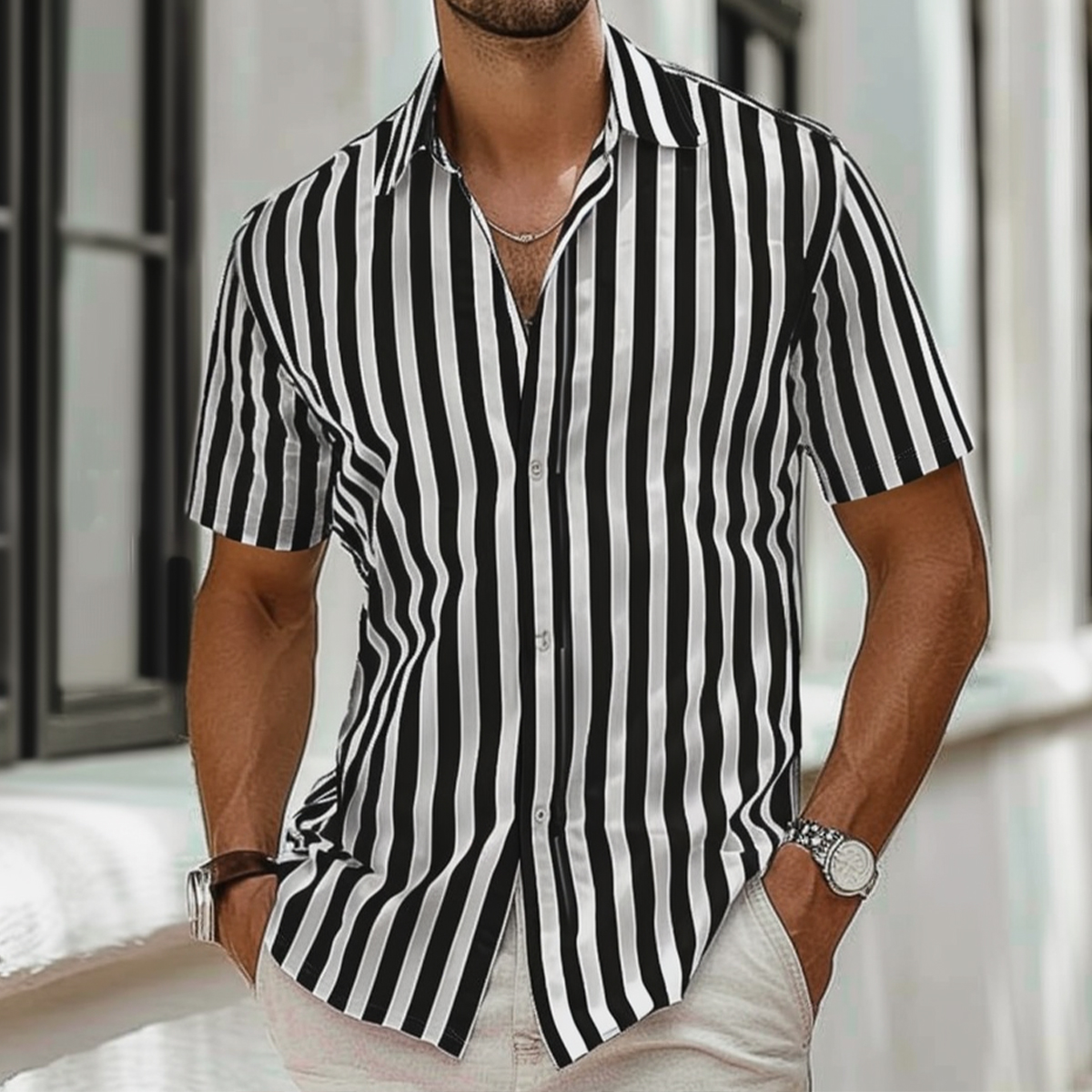 Vintage Stripes Basics Short Sleeve Shirt