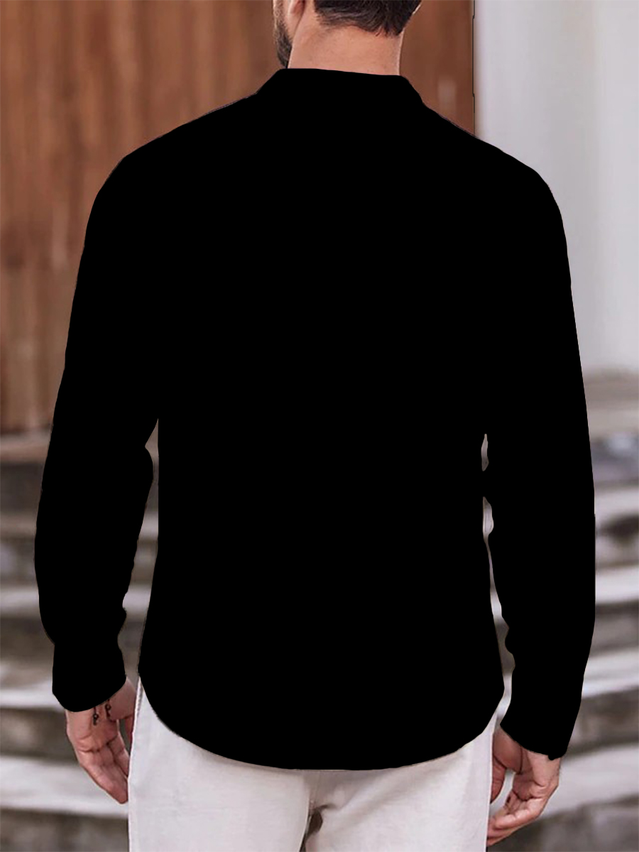 Vintage Kokopelli Pattern Bowling Style Casual Loose Long Sleeved Shirt