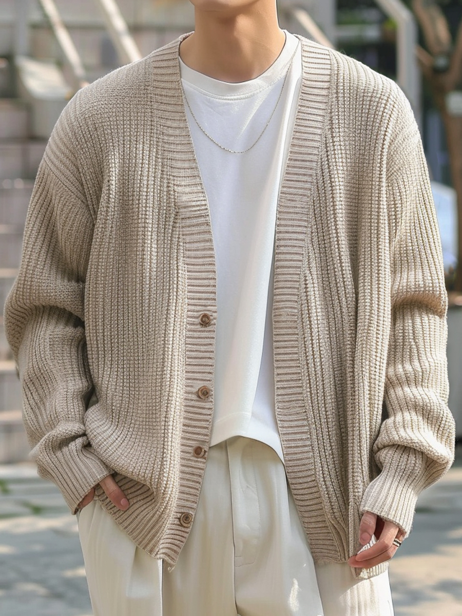 Men's Stylish Plain Buttoned Cardigan Sweater