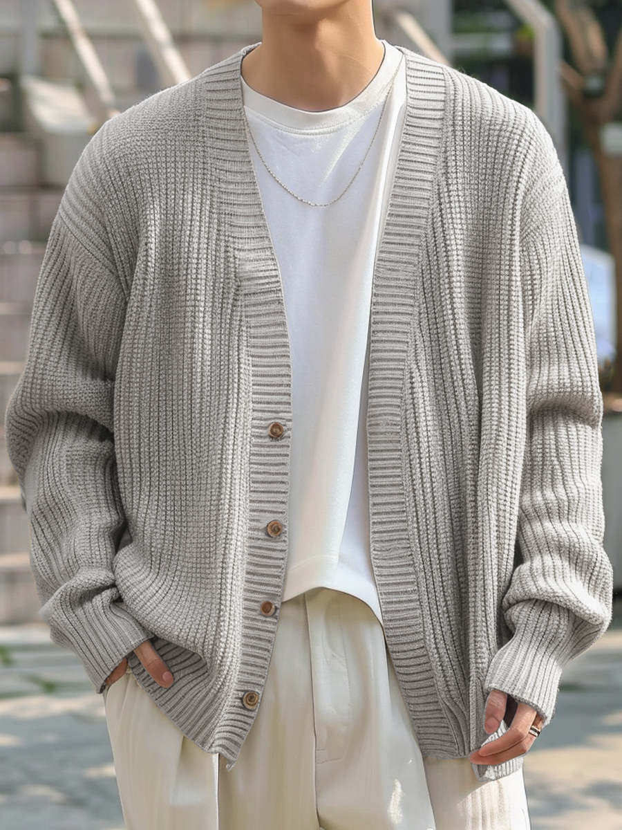 Men's Stylish Plain Buttoned Cardigan Sweater