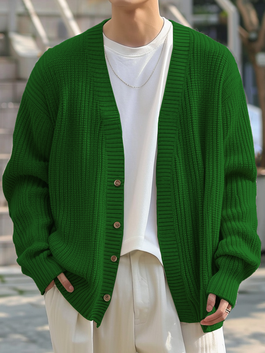 Men's Stylish Plain Buttoned Cardigan Sweater